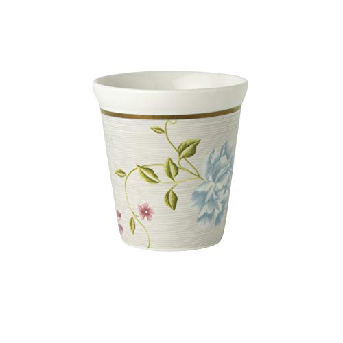 Laura Ashley - Becher ohne Henkel - Cobblestone Pinstripe - Porzellan - Weiss/Multicolor/Florales Muster - Volumen: 240ml - Spülmaschinengeeignet von Laura Ashley