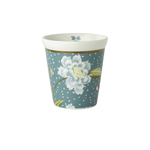 Laura Ashley - Becher ohne Henkel - Porzellan - Seaspray Uni - Weiss/Multicolor/Florales Muster - Volumen: 270ml - Mikrowellen- und spülmaschinengeeignet von Laura Ashley