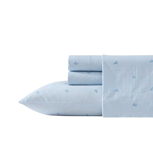 Laura Ashley Bettw sche-Set f r King-Size-Bett, Baumwollperkal, leicht und atmungsaktiv, Heimdekoration (Schildkr Ten-Vichyblau, King-Size) von Laura Ashley