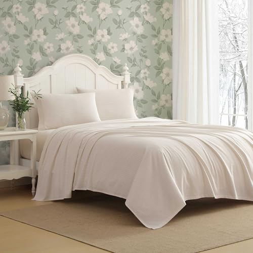 Laura Ashley Bettwäsche-Set für Doppelbett, Baumwoll-Flanell-Bettwäsche-Set mit passendem Kissenbezug, gebürstet für zusätzliche Weichheit, tiefe Tasche, Öko-Tex-zertifiziert (Oxfordshire Stripe Beige Laura Ashley Bettwäsche-Set für Doppelbett, Baumwoll-Flanell-Bettwäsche-Set mit passendem Kissenbezug, gebürstet für zusätzliche Weichheit, tiefe Tasche, Öko-Tex-zertifiziert (Oxfordshire Stripe Beige von Laura Ashley