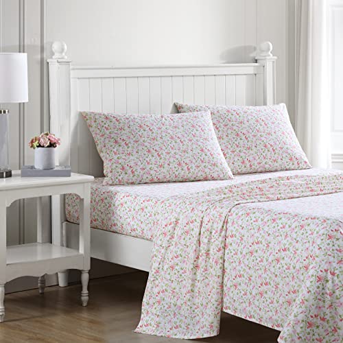 Laura Ashley - Bettwäsche-Set für Doppelbett, Baumwollperkal-Bettwäsche-Set, leicht und atmungsaktiv, Heimdekoration (Norella Pink, Twin) von Laura Ashley