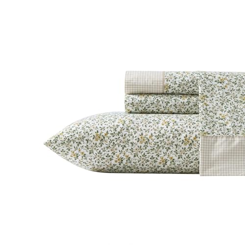 Laura Ashley - Bettwäsche-Set für Doppelbett, atmungsaktive Perkal-Baumwolle, Bettwäsche mit tiefen Taschen, schicke Heimdekoration, Öko-Tex-Zertifiziert (Tierney Green, Twin) von Laura Ashley