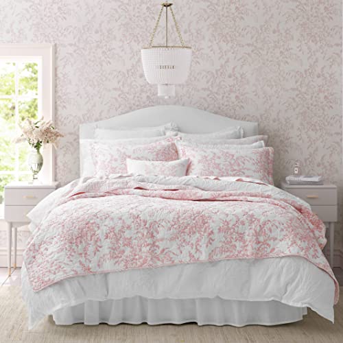 Laura Ashley - Bettwäsche-Set für Doppelbett, wendbare Baumwoll-Bettwäsche mit passendem Kissenbezug, leichte Heimdekoration für alle Jahreszeiten (Bedford Pink, Twin) von Laura Ashley