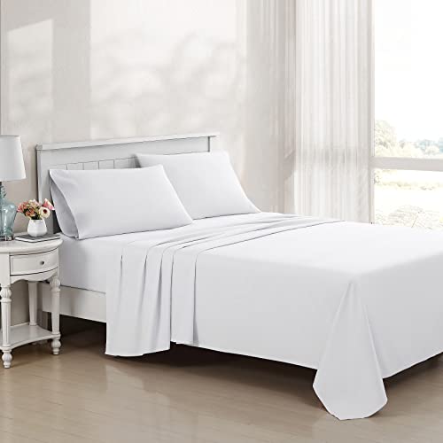 Laura Ashley - Bettwäsche-Set für King-Size-Betten, luxuriöse Satin-Baumwolle, Fadenzahl 800, weiche und Glatte Heimdekoration (einfarbig, weiß, Kingsize-Bett) von Laura Ashley