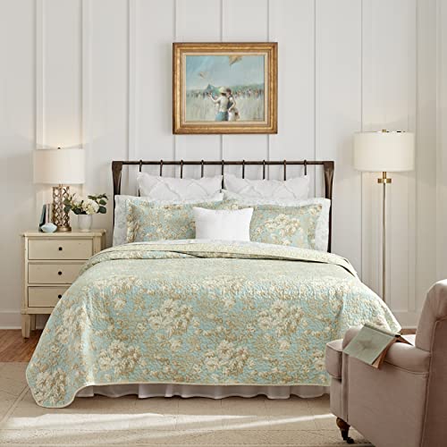 Laura Ashley Home – Bettwäsche-Set für King-Size-Bett, Baumwolle, wendbar, mit passenden Kissenbezügen, Schlafzimmer-Dekor, ideal für alle Jahreszeiten, (Brompton-Grün, King-Size) von Laura Ashley