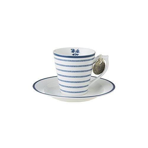 Laura Ashley - Espresso Tasse und Untertasse - Blueprint Candy Stripe - 2-teilig - Ø6cm von Laura Ashley