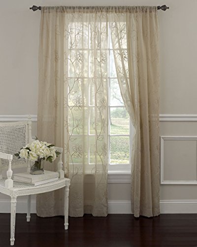 Laura Ashley Frosting transparenter Vorhang mit Stangentasche, Maße (B x L): 132,1 x 160 cm, Taupe, 1 Vorhang von Laura Ashley