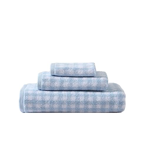 Laura Ashley - Handtuch-Set, saugfähige und lichtbeständige Baumwoll-Handtücher, Bauernhaus-Badezimmer-Dekor (Ginny Blue, 3-teilig) von Laura Ashley