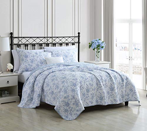 Laura Ashley Home – Bettwäsche-Set für Doppelbett, wendbar, Blumenmuster, Baumwolle, mit passendem Kissenbezug, Heimdekoration für alle Jahreszeiten (Walled Garden Blue, Twin) von Laura Ashley