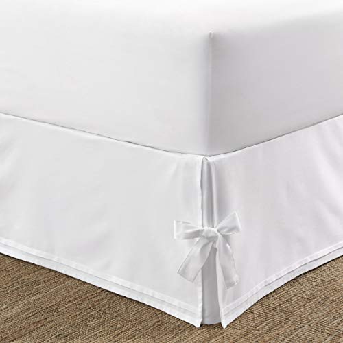 Laura Ashley Home | Corner Ties Collection | Luxury Premium Hotel Quality Bedskirt, Easy Fit, Anti Wrinkle & Fade Resistant, Stylish Design for Home Décor, Twin, White von Laura Ashley