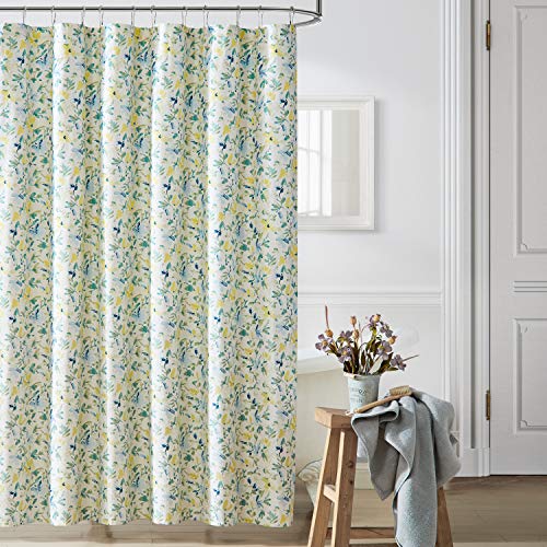 Laura Ashley Home - Duschvorhang, stilvolle Baumwoll-Badezimmer-Dekor, Elegante Florale Heimdekoration (Norablau, 182,9 x 182,9 cm) von Laura Ashley