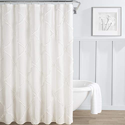 Laura Ashley Home - Duschvorhang, stilvolle Baumwolle, Badezimmer-Dekor, Elegante Florale Heimdekoration (Adelina Weiß, 183 x 183 cm) von Laura Ashley