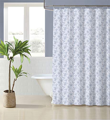 Laura Ashley Home - Duschvorhang, stilvolle Baumwolle Badezimmer Dekor, Elegante Florale Wohnkultur (Wallig Gartenblau, 182,9 x 182,9 cm) von Laura Ashley