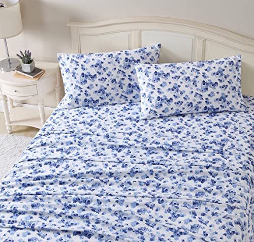 Laura Ashley Home - King-Size-Bettlaken, Baumwoll-Flanell-Bettwäsche-Set, gebürstet für zusätzliche Weichheit und Komfort (Emelisa, Kingsize) von Laura Ashley