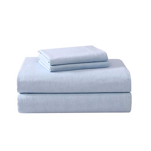 Laura Ashley Home - King-Size-Bettlaken, Baumwoll-Flanell-Bettwäsche-Set, gebürstet für zusätzliche Weichheit und Komfort (blau, King-Size-Bett) von Laura Ashley