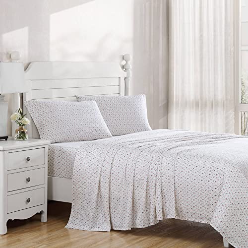 Laura Ashley Home - King-Size-Bettlaken, weiches Satin-Baumwoll-Bettwäsche-Set – schlanke, Glatte und atmungsaktive Heimdekoration (Evie Coral, Kingsize) von Laura Ashley