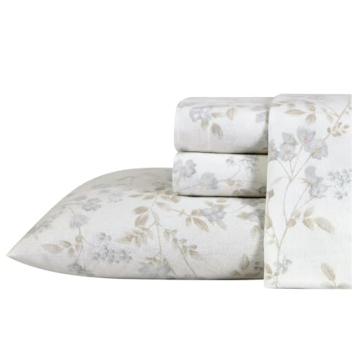 Laura Ashley Bettwäsche-Set für Queensize-Bett, Baumwoll-Flanell-Bettwäsche, gebürstet für zusätzliche Weichheit und Komfort (Fawna Grey, Queen) von Laura Ashley