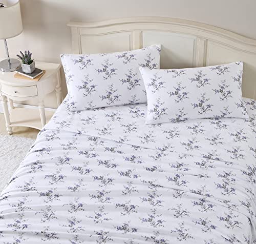 Laura Ashley Bettwäsche-Set für Queensize-Bett, Baumwoll-Flanell-Bettwäsche, gebürstet für zusätzliche Weichheit und Komfort (Jessika Lavender, Queen) von Laura Ashley