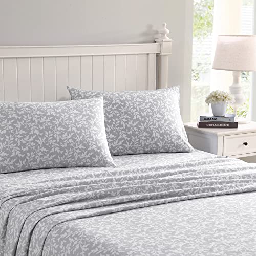 Laura Ashley Startseite – Queen-Bettlaken, Baumwoll-Flanell-Bettwäsche-Set, gebürstet für zusätzliche Weichheit und Komfort (Crestwood, Queen) von Laura Ashley