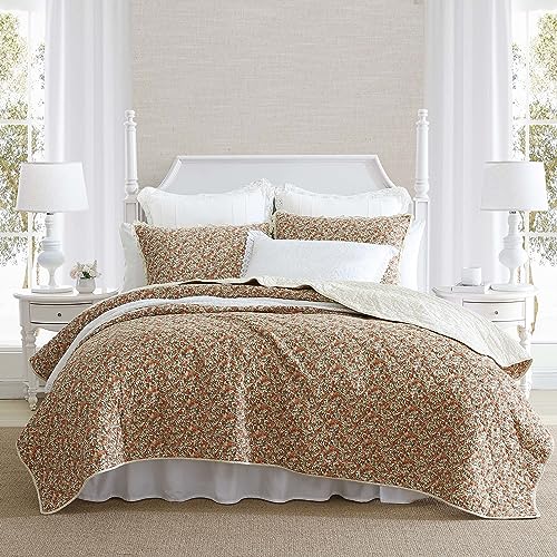 Laura Ashley - Queen-Bettwäsche-Set, leichte Baumwollbettwäsche mit passenden Kissenbezügen, Vintage-Blumenmuster, Heimdekoration mit Fester Rückseite (Loveston Burnt Orange, Queen) von Laura Ashley