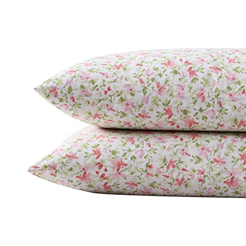 Laura Ashley - Standard-Kissenbezug-Set, atmungsaktive Perkal-Baumwolle, frische und Coole Wohnkultur (Norella Pink, 2-teilig) von Laura Ashley