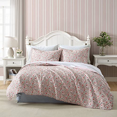 Laura Ashley - Steppdecke für King-Size-Betten, Baumwolle, wendbar, für alle Jahreszeiten, Heimdekor (Rowena Pink, King) von Laura Ashley
