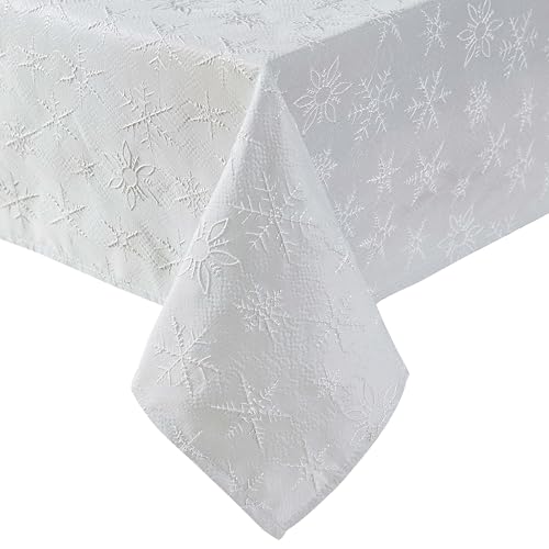 Laura Ashley Tischdecke, Bestickt, Jacquard-Stoff, knitterfrei, für Esszimmer, Urlaub, Party, Hochzeit oder Bankett, 152,4 x 365,8 cm, Schneeflocken-Silber Laura Ashley Tischdecke, Bestickt, Jacquard-Stoff, knitterfrei, für Esszimmer, Urlaub, Party, Hochzeit oder Bankett, 152,4 x 365,8 cm, Schneeflocken-Silber von Laura Ashley