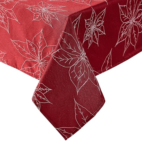 Laura Ashley Tischdecke, Bestickt, Jacquard-Stoff, knitterfrei, für Esszimmer, Urlaub, Party, Hochzeit oder Bankett, 152,4 x 365,8 cm, Weihnachtsstern-Rot Laura Ashley Tischdecke, Bestickt, Jacquard-Stoff, knitterfrei, für Esszimmer, Urlaub, Party, Hochzeit oder Bankett, 152,4 x 365,8 cm, Weihnachtsstern-Rot von Laura Ashley
