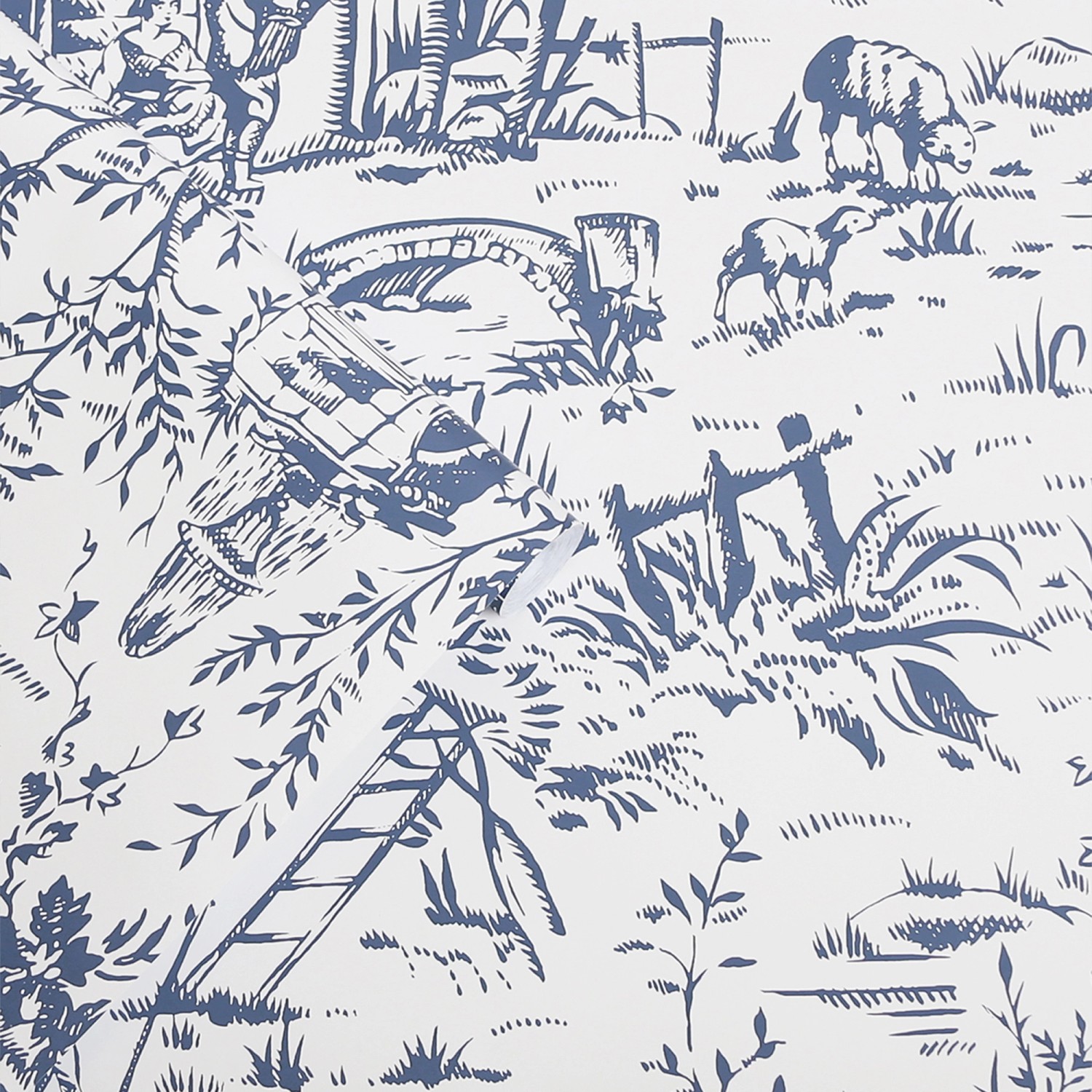 Laura Ashley Vliestapete Toile de Jouy Dark Seaspray Blue Blau FSC® von Laura Ashley