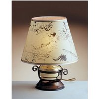 Kleine Tischlampe Creme Messing rund 34cm Maritim von Laura Suardi