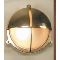Messing LED Wandlampe rund IP54 Maritim Außen von Laura Suardi