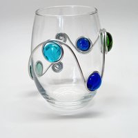 stemless Weinglas, Wire Wrapped Handgefertigtes Cocktailglas, Glas, Weihnachtsgeschenk, Galentine Geschenk von LauraMooreDesignsLLC