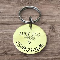 Hunde-Id-Tag, Personalisiertes Tag, Messing, Runder Tag Hunde-Id-Tag, Personalisiertes Tag, Messing, Runder Tag von LauraWalkerJewellery