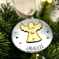 Personalisierte Weihnachtskugel Mit Vornamen, Personalisierter Weihnachtsengel, Weihnachtsengelschmuck von LauraWalkerJewellery