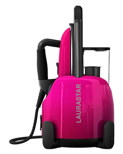 Laurastar Lift Plus Pinky Pop, 3-in-1 Bügelstation, die Kleidung entknittert, bügelt und reinigt, Hygienische Dampf, Automatische Kabelaufwicklung, Alu-3D Sohle, Vertikales Bügeln, Abnehmbarer von Laurastar