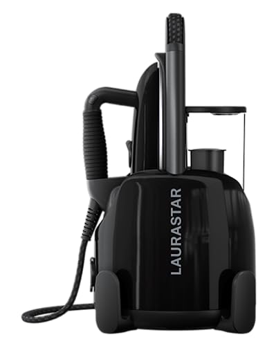 Laurastar Lift Plus Ultimate Black, 3-in-1 Bügelstation, die Kleidung entknittert, bügelt und reinigt, Hygienische Dampf, Automatische Kabelaufwicklung, Alu-3D Sohle, Vertikales Bügeln, Abnehmbarer Wassertank von Laurastar