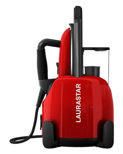 Laurastar Lift Original Red, Dampfbügelstation, 3-in-1 Bügelstation, die Ihre Kleidung entknittert, bügelt und reinigt, Hygienische Dampf, Abnehmbarer Wassertank, Vertikales Bügeln, Rot von Laurastar