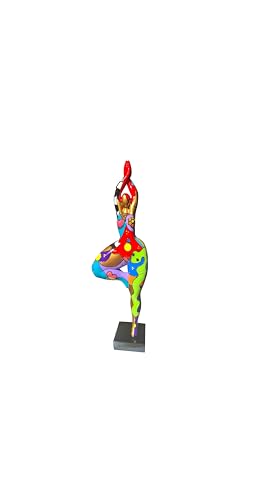Laure TERRIER Runde Frauenstatue im „Nana“-Stil aus mehrfarbigem Harz, Modell „Bella“, Höhe 52 Zentimeter mit Sockel von Laure TERRIER
