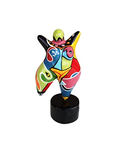 Laure TERRIER Statue Einer Tänzerin im Niki de Saint Phalle Nanas-Stil, Höhe 12 Zentimeter mit Sockel, aus mehrfarbigem Harz, handbemalt von Laure TERRIER