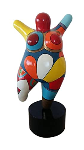 Laure TERRIER Statue Einer Tänzerin im Niki de Saint Phalle Nanas-Stil, Höhe 17 Zentimeter mit Sockel, aus mehrfarbigem Harz, handbemalt von Laure TERRIER