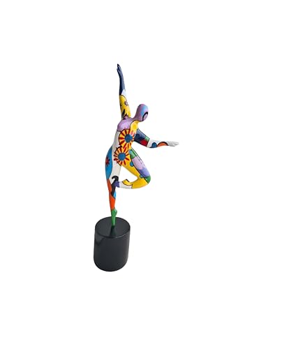 Laure TERRIER Statue Einer Tänzerin im Niki de Saint Phalle Nanas-Stil, Höhe 29 Zentimeter mit Sockel, aus mehrfarbigem Harz, handbemalt von Laure TERRIER