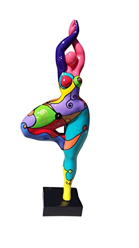 Laure TERRIER Statue Einer runden Frau aus mehrfarbigem Harz. Modell im Stil von Nana Niki de Saint Phalle, Modell Circus. Dekoration, Höhe 52 Zentimeter. Handgemalt, signiert von Laure TERRIER