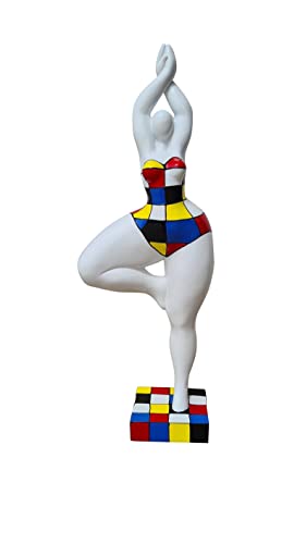 Laure TERRIER Statue Einer runden Frau aus mehrfarbigem Harz. Modell im Stil von Nana Niki de Saint Phalle, Modell Mondrian. Dekoration, Höhe 52 Zentimeter. Handgemalt, signiert Laure TERRIER Statue Einer runden Frau aus mehrfarbigem Harz. Modell im Stil von Nana Niki de Saint Phalle, Modell Mondrian. Dekoration, Höhe 52 Zentimeter. Handgemalt, signiert von Laure TERRIER