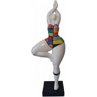 Große Mehrfarbige Runde Frauenstatue „Nana-Tänzerin", Modell „Nella", Dekoration Laure Terrier, Höhe 52 Zentimeter von LaureTerrier