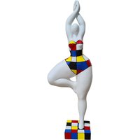 Große Mehrfarbige Runde Frauenstatue „Dancing Nana", Modell „Mondrian", Dekoration Laure Terrier, Höhe 52 Zentimeter von LaureTerrier