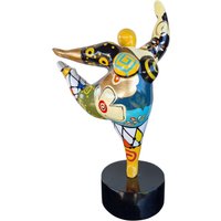 Mehrfarbige Und Goldene Tänzerinnenskulptur, 28 cm. Runde Frauenstatue Aus Kunstharz Mit Schwarzen Gelben Motiven. Originalstück, Dekoration Von Mehrfarbige Und Goldene Tänzerinnenskulptur, 28 cm. Runde Frauenstatue Aus Kunstharz Mit Schwarzen Gelben Motiven. Originalstück, Dekoration Von von LaureTerrier