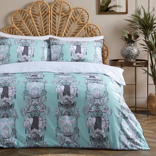 Laurence Llewelyn-Bowen Animalia Bettbezug-Set, Fadenzahl 200, 100% Baumwolle, Super-Kingsize-Bett, Enteneiblau von Laurence Llewelyn-Bowen