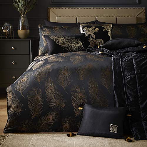 Laurence Llewelyn-Bowen Dandy Jacquard-Bettwäsche-Set, gewebt, Kingsize-Bett, Schwarz und Gold von Laurence Llewelyn-Bowen