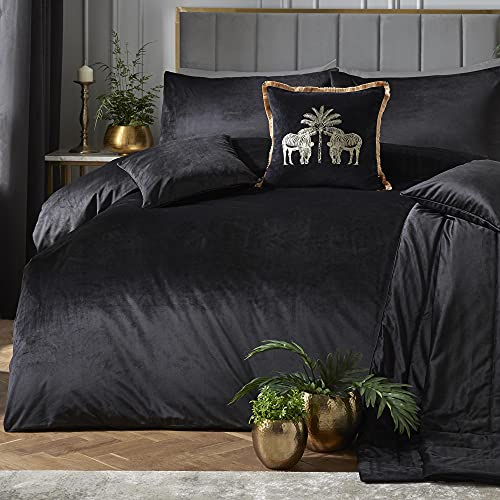 Laurence Llewelyn-Bowen - Montrose – Luxuriöses Samt-Bettbezug-Set – Super-King-Size-Bett in Schwarz. von Laurence Llewelyn-Bowen