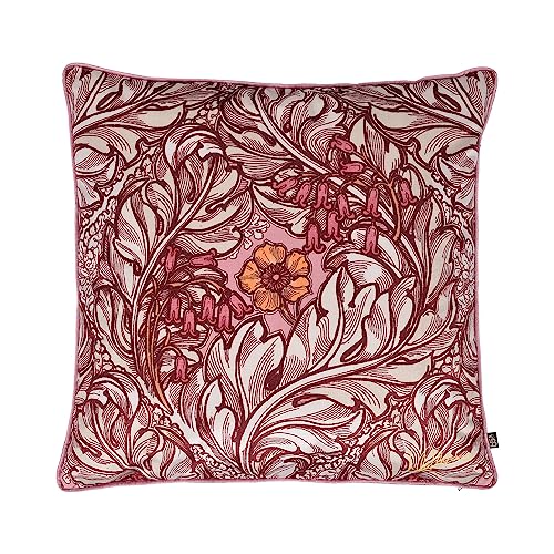 Laurence Llewelyn-Bowen Rambleicious Kissen, gefüllt, Samt, 55 x 55 cm, Weinrot, Damast-Blumenmuster, Füllung/Polsterung im Lieferumfang enthalten, traditionelles/Vintage-Muster inspirierter Druck von Laurence Llewelyn-Bowen